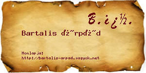 Bartalis Árpád névjegykártya